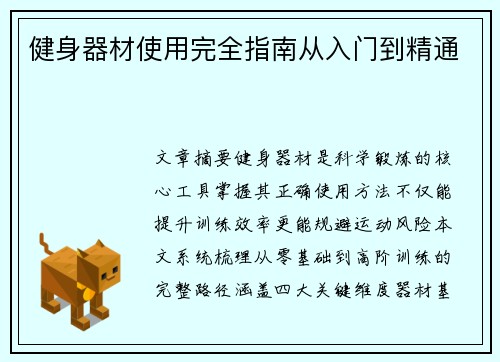 健身器材使用完全指南从入门到精通